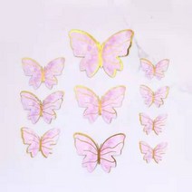 케이크 장식 꽃 리본 드레스 커버링 슈가 크래프트, 상세참조, L.핑크 나비 세트