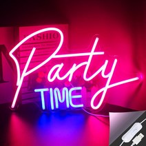 네온 조명 사인 LED 라이트 파티 시간 생일 결혼식 클럽 바 싱글 칵테일 댄스 벽 장식 나이트, [01] Party Time