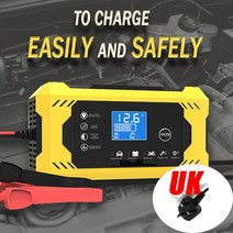 AGM배터리 12V 6A Intelligent Car Motorcycle Battery Charger for Auto Moto Lead Acid AGM Gel VRLA Sma, 03 Yellow UK Plug