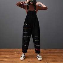 골덴점프수트 감령 빈티지 자수 코듀로이 멜빵바지