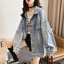 [생활/소품/최저] 여자 청 데님 빈티지 느낌 오바핏 예쁜핏 여친룩 자켓 코트원피스 여성남방자켓 629633EA