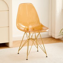 두꺼운 플라스틱 등받이 의자 현대 심플 왕홍 밀크티 임스체어, T19-전기 도금투명 엠버