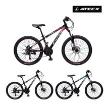 어린이 주니어 아동용 24인치 자전거 알루미늄 프레임 유압식 디스크 브레이크 시마노 21단 아텍스 컴포트 2400D, 24인치 (135cm~155cm), 블랙 네온