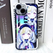 귀여운 Qiqi 원신 임팩트 앵글 아이 휴대폰 케이스 아이폰 14 13 12 11 프로 맥스 미니 Xs X Xr 7 8 플러스 Se 2022 레이저 클리어 펀다