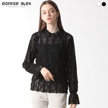 보니알렉스(BONNIE ALEX) 스펭글 포인트 레이스 블라우스 (택가격:69000원)