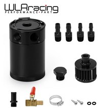 오일캐치 탱크 캔 블로바이가스 범용 빌렛 알루미늄 배플 38 quotNPT 입구 출구 2 포트 브리더 필터 엔진 분리기 포함