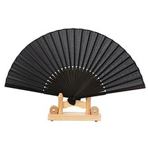 서후네 고품격 흑색 손부채 접이식 휴대용 케이스 세트 전통부채, 블랙, 1개