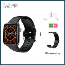 iwo dt8 max 남성 스마트 시계 smartwatch 2.0 인치 hd 스크린, 블랙밀라노