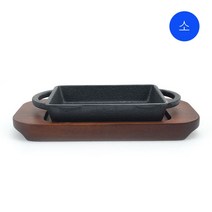 시둥마켓 +[시둥마켓]+_ 업소용받침대 팬받침대 가게냄비받침 업소용철판받침대 가정용냄비받침, 양손 통주물 직사각 주물팬 목판받침대 세트 소
