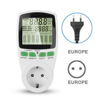 AC EU 디지털 LCD 전력계 소켓 와트 Kwh 에너지 미터 측정 콘센트 전력 분석기, CHINA, EU Plug