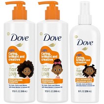 Dove 샴푸 및 컨디셔너 세트 + 디탱글러 스프레이 - 헤어 러브 컬렉션 컬리 제품 웨이브 (3피스 세트)
