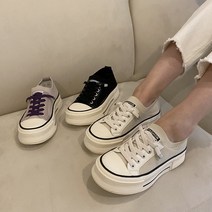 슈리오 여성 고무 밴딩 발편한 키높이 캔버스화 4cm