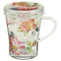 Celec CHAMIEL 내열 유리 머그잔 거름망 포함 로즈 일본산 300ml, 내열 유리 머그컵개, 장미들