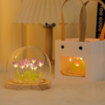 꽃무드등 무드등 수유등 특이한무드등 diy 모조 꽃다발 야생화 튤립 무드등, 보라색 완제품 16송이 꽃 선물 봉투