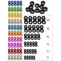 고압 세차건 10개 알루미늄 와셔 M2 M2.5 M3 M4 M5 M6 양극 처리 된 카운터 싱크 헤드 볼트 가스켓, Titanium Gray, Titanium Gray