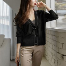 스타일온미 실버라인 비즈버튼 썸머 V넥 가디건