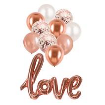 파티팡 천장풍선세트 풍선 랜덤 발송 20p + LOVE은박 + 양면테이프 + 컬링리본, 로즈골드 이니셜은박 러브, 1세트