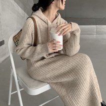 미디 로맨틱 골지 후드 롱 원피스 치마 가을 겨울 긴팔 여성 돌잔치엄마 데일리 보온