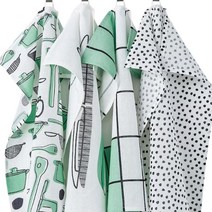 이케아 RINNIG 린니그 그린패턴 행주 4개 주방 인테리어 소품 키친타올 청소, 단품, 단품