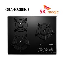 SK매직 블랙펄 프리미엄 빌트인 쿡탑 가스레인지 3구 560 x 480 mm, LNG, GRABA301D
