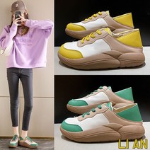 여자 키높이 진가죽 통굽 스니커즈