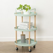 이월재고 등급행사 에보니아 카더 원형 3단 트롤리 수납선반 기저귀정리함 병원 미용실 주방 카트, 블랙