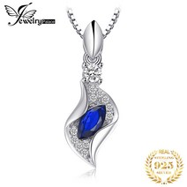 JewelryPalace Marquise 여성을위한 블루 스피넬 925 스털링 실버 펜던트 목걸이 제작 파인 쥬얼리 보석 초커 체인 없음