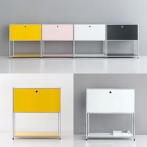 마켓비 거실 모듈 수납장 이동식 철제 낮은 틈새 미니 오픈 침대 선반, 3.옐로우