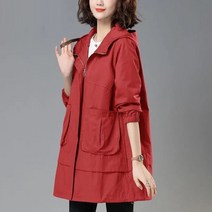 데일리 바람막이 후드 점퍼 롱 바람막이 점퍼 트렌치코트 여성용 캐주얼 상의 코트 사파리잠바