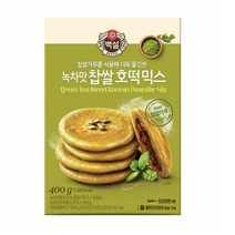 CJ더마켓 홈 베이킹 만들기 아이 겨울 간식 녹차맛 찹쌀호떡믹스 꿀 찹쌀 녹차 씨앗 호떡 붕어빵 400G, 5개