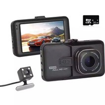 UCOKO FULL HD 2채널 블랙박스 +16g 메모리카드, 블랙+16G 메모리카드