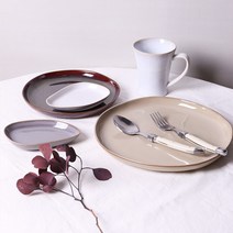 포르투갈 메사 Natura 도자기접시 수입 그릇 접시 3종, 그레이문