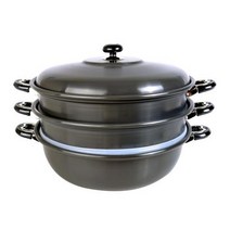 FDA승인 유진 경질 3단 찜솥 38cm 대게 킹크랩 찜통 찜기 업소용 대형 가리비 새우 조개 꽃게 스팀 솥 만두