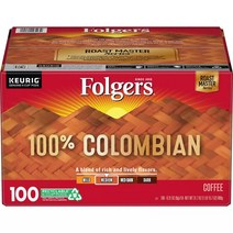 Folgers 100% Colombian Medium Roast Coffee K Cups 폴저스 100% 콜롬비안 미디엄 로스트 커피 큐리그 K컵 100캡슐 900g