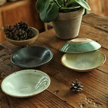 김학영도자기 아끼다 납작접시 반찬기 앞접시 도자기, 러프샌드