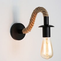 실내 벽 장식 램프 나무 빈티지 대마 로프 e27 110v 220v 산업 sconce, 블랙 b, 협력사, 전구 없이