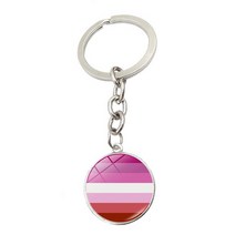 게이 프라이드 keychain jewelry with silver color glass cabochon rainbow pattern double side glass ball, 10