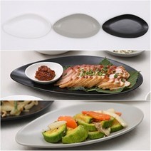 감성 조약돌 반찬타원접시 4종(생선 반찬 메인요리 긴접시), 블랙, 1개