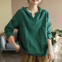 도오빠 여성 후드티 긴팔 티셔츠 오버핏 면티 긴팔티 브이넥 빅사이즈 여자후드티