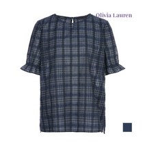 [올리비아로렌] 체크 라운드넥 블라우스_VOCNSVM5416
