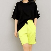 커플 시밀러룩 여름 데일리 반팔 티셔츠 라인 배색