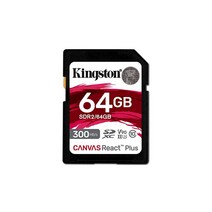 Kingston Canvas React Plus 64GB SD 카드 | SDXC UHS-II | 300R/260W U3 V90 | 풀 HD/4K/8K | SDR2/64GB