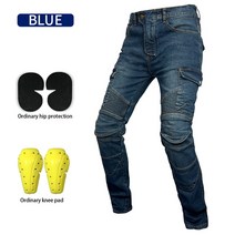 VOLERO 여성 오토바이 승마 청바지 Loong 바이커 패션 보호 슬림 기관차 레저 다섯 가지 색상, 05 Blue Ordinary pad_06 XL