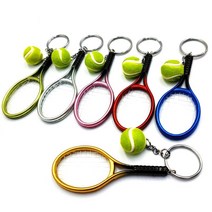가방 스포츠 광고 팬 기념품 열쇠 고리에 대한 6PCS 미니 테니스 라켓 볼 키 체인 펜던트 가방 액세서리, 하나, 보여진 바와 같이