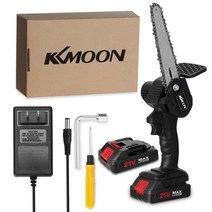 [해외]KKmoon 전기 전기 톱 6 인치 21V 전기 가지 치기 톱 2 배터리로 충전식 작은 나무 분할 브러시 정원 전기 톱, 협동사, 1 배터리, 우리