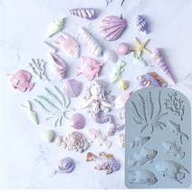 모양틀 입체 두꺼운 월병 diy 에폭시 수지 해초 물고기 실리콘 몰드 오션 시리즈 케이크 베이킹 초콜릿 몰드 푸딩 물고기 실리콘 몰드 몰드 가정용 베이킹, l057