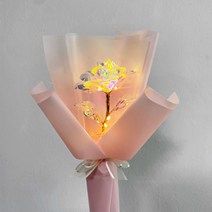두리꽃방 홀로그램 장미 꽃다발 무드등 기념일 생일선물, 1송이, LED조명없음, 핑크