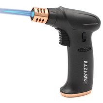 KAZARIKO 고화력 다용도 휴대용 가스 토치 캠핑 가정 요리 화력 조절 잠금기능, 다크그레이