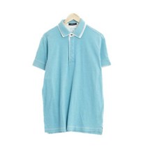 제냐 하늘색 면 반팔카라티 남자 M 5115