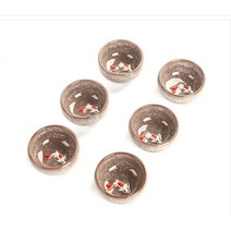 6pcs 세라믹 3D 황금 물고기 중국 차 컵 세트 딱딱 유약 여행 차 그릇 중국 도자기 찻잔 세트 쿵푸 차 세트, 07, 6개